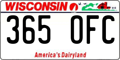 WI license plate 365OFC