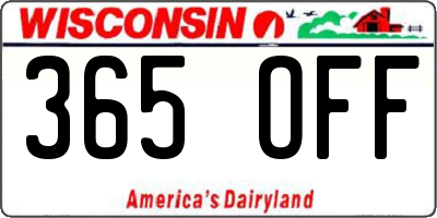 WI license plate 365OFF