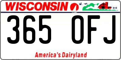WI license plate 365OFJ