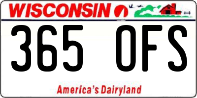 WI license plate 365OFS