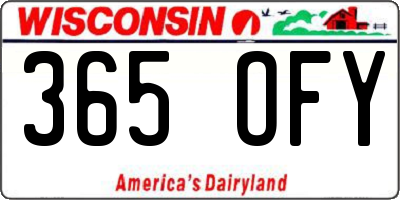 WI license plate 365OFY