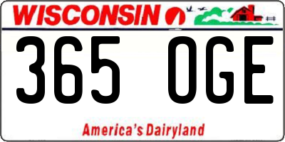 WI license plate 365OGE