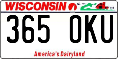 WI license plate 365OKU