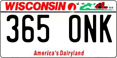 WI license plate 365ONK