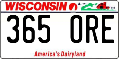 WI license plate 365ORE