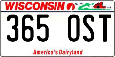 WI license plate 365OST