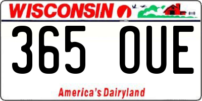 WI license plate 365OUE
