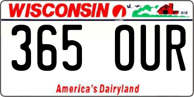 WI license plate 365OUR