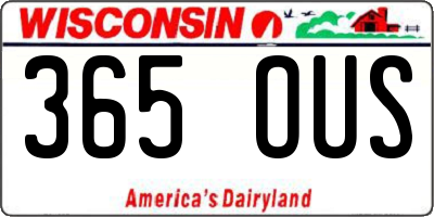 WI license plate 365OUS