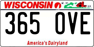 WI license plate 365OVE