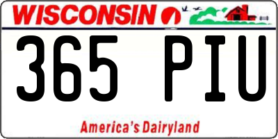 WI license plate 365PIU
