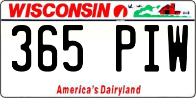WI license plate 365PIW