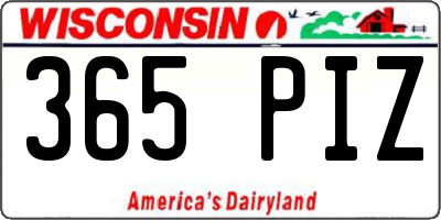 WI license plate 365PIZ
