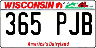 WI license plate 365PJB