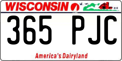 WI license plate 365PJC