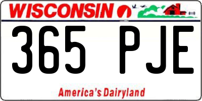 WI license plate 365PJE