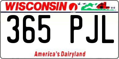 WI license plate 365PJL