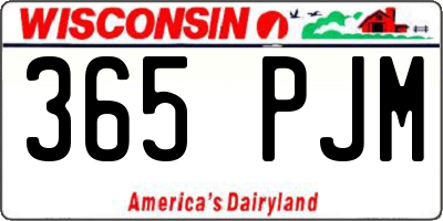 WI license plate 365PJM