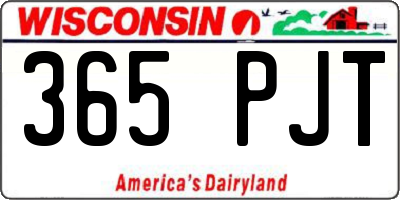 WI license plate 365PJT