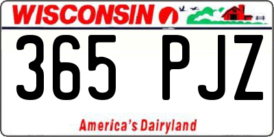WI license plate 365PJZ