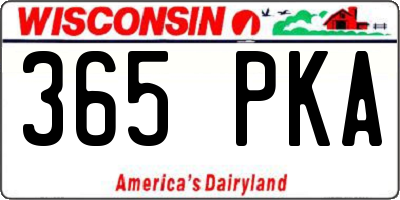 WI license plate 365PKA