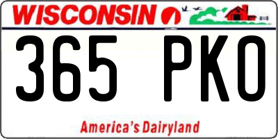 WI license plate 365PKO
