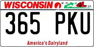WI license plate 365PKU