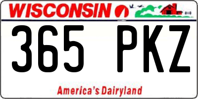 WI license plate 365PKZ