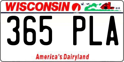 WI license plate 365PLA