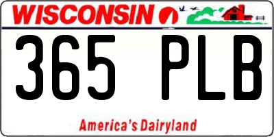 WI license plate 365PLB