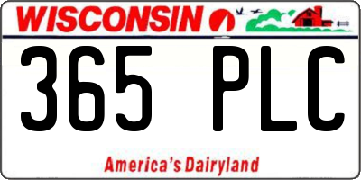 WI license plate 365PLC
