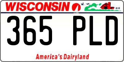 WI license plate 365PLD