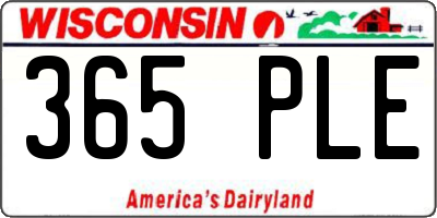 WI license plate 365PLE