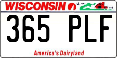 WI license plate 365PLF