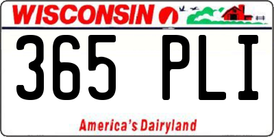 WI license plate 365PLI