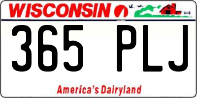WI license plate 365PLJ