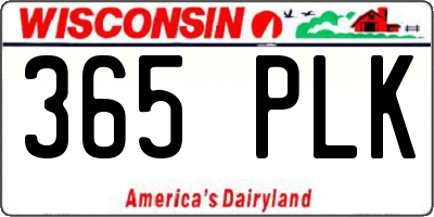 WI license plate 365PLK