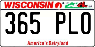 WI license plate 365PLO