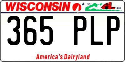 WI license plate 365PLP