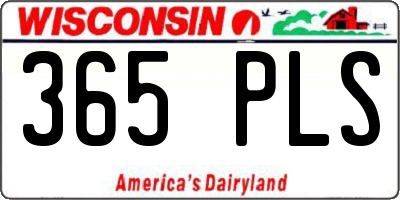 WI license plate 365PLS