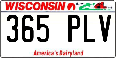 WI license plate 365PLV