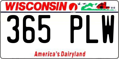 WI license plate 365PLW