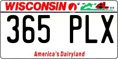 WI license plate 365PLX