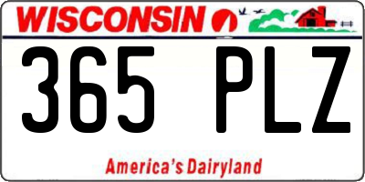 WI license plate 365PLZ