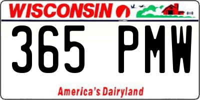 WI license plate 365PMW