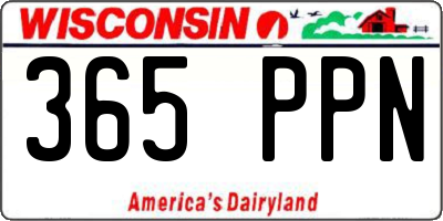 WI license plate 365PPN