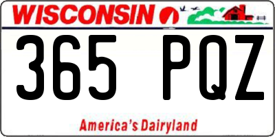 WI license plate 365PQZ