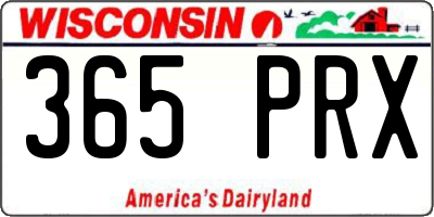WI license plate 365PRX
