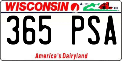WI license plate 365PSA