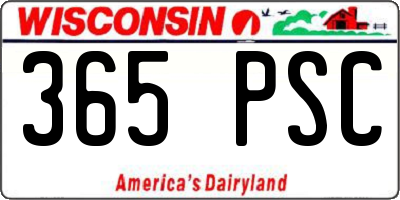 WI license plate 365PSC